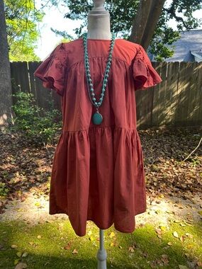 Pinch Rust-Red Gathered Baby Doll Dress